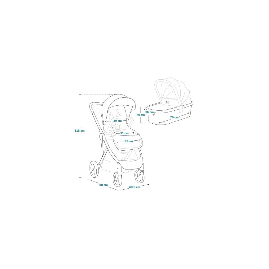 Lionelo - kombinuotas vežimėlis 2in1 AMBER PLUS, smėlio spalvos