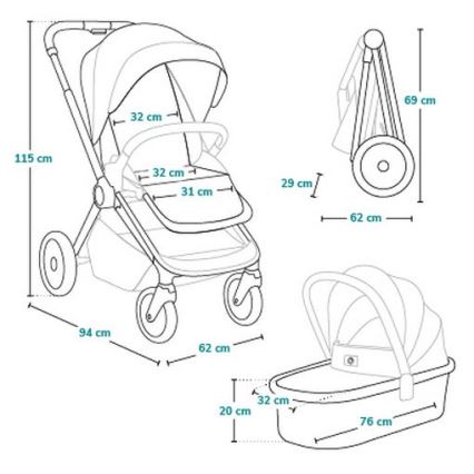 Lionelo - Kombinuotas vežimėlis 2in1 LAYLA Juodas Oniksas