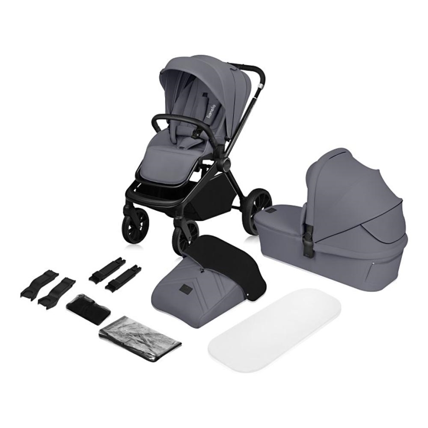 Lionelo - Kombinuotas vežimėlis 2in1 MIKA PLUS Grey Stone