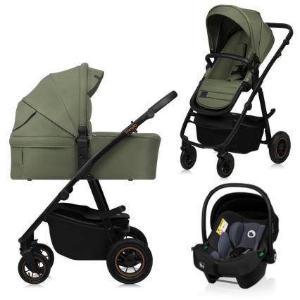 Lionelo - Kombinuotas vežimėlis 3 viename AMBER PLUS Green Forest