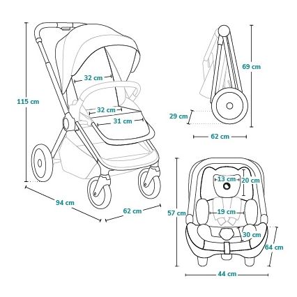 Lionelo - Kombinuotas vežimėlis 3 viename LAYLA Green Forest
