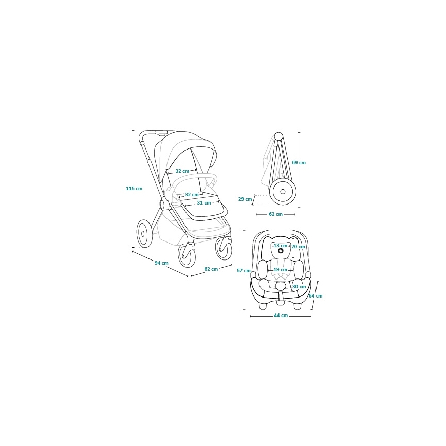 Lionelo - Kombinuotas vežimėlis 3 viename LAYLA Green Forest