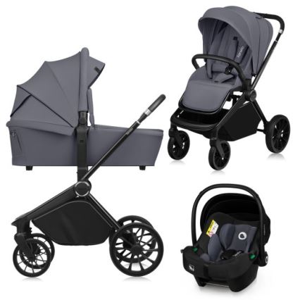 Lionelo - Kombinuotas vežimėlis 3 viename MIKA PLUS Grey Stone