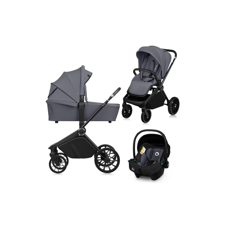 Lionelo - Kombinuotas vežimėlis 3 viename MIKA PLUS Grey Stone
