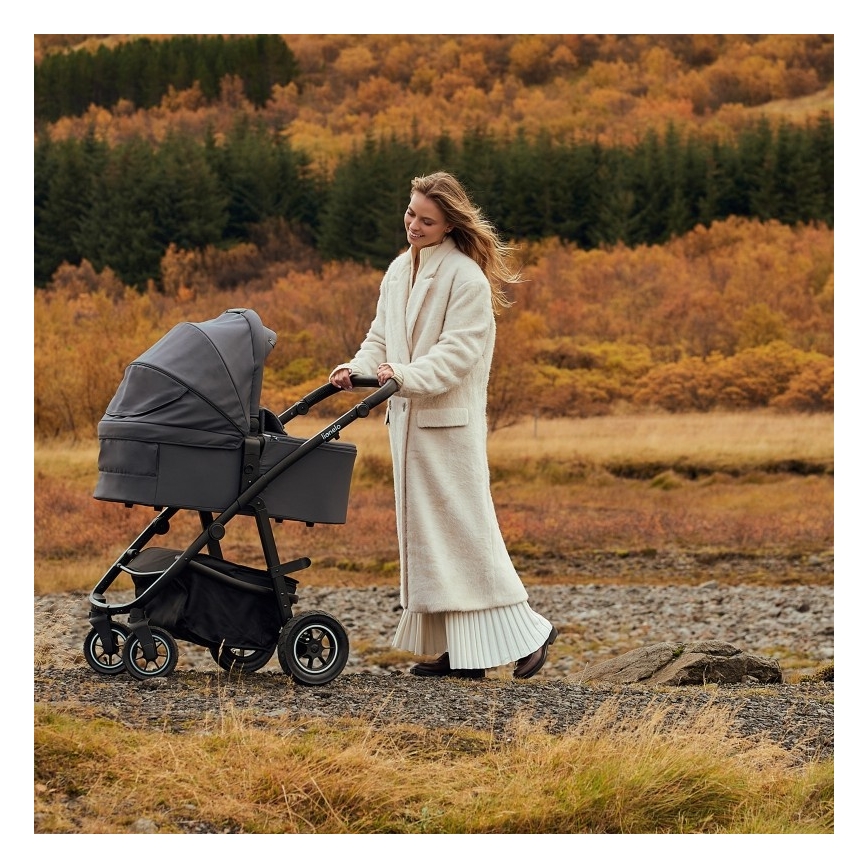 Lionelo - Kombinuotas vežimėlis 3in1 AMBER PLUS Grafito pilka