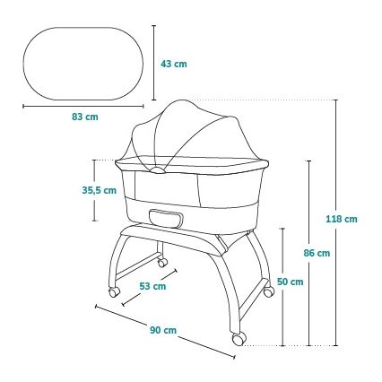 Lionelo - Kūdikio lovelė su svarstyklėmis CORAL White