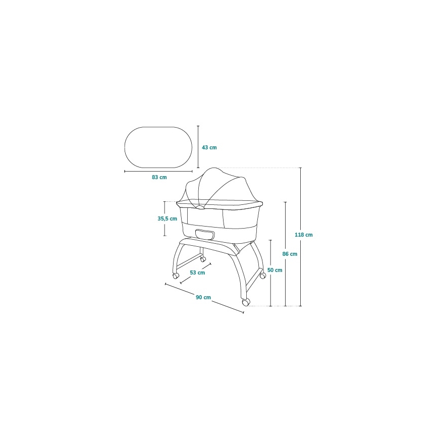 Lionelo - Kūdikio lovelė su svarstyklėmis CORAL White