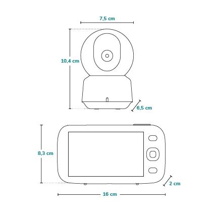 Lionelo - kūdikio monitorius su ekranu BABYLINE 9.1 5V 3600 mAh