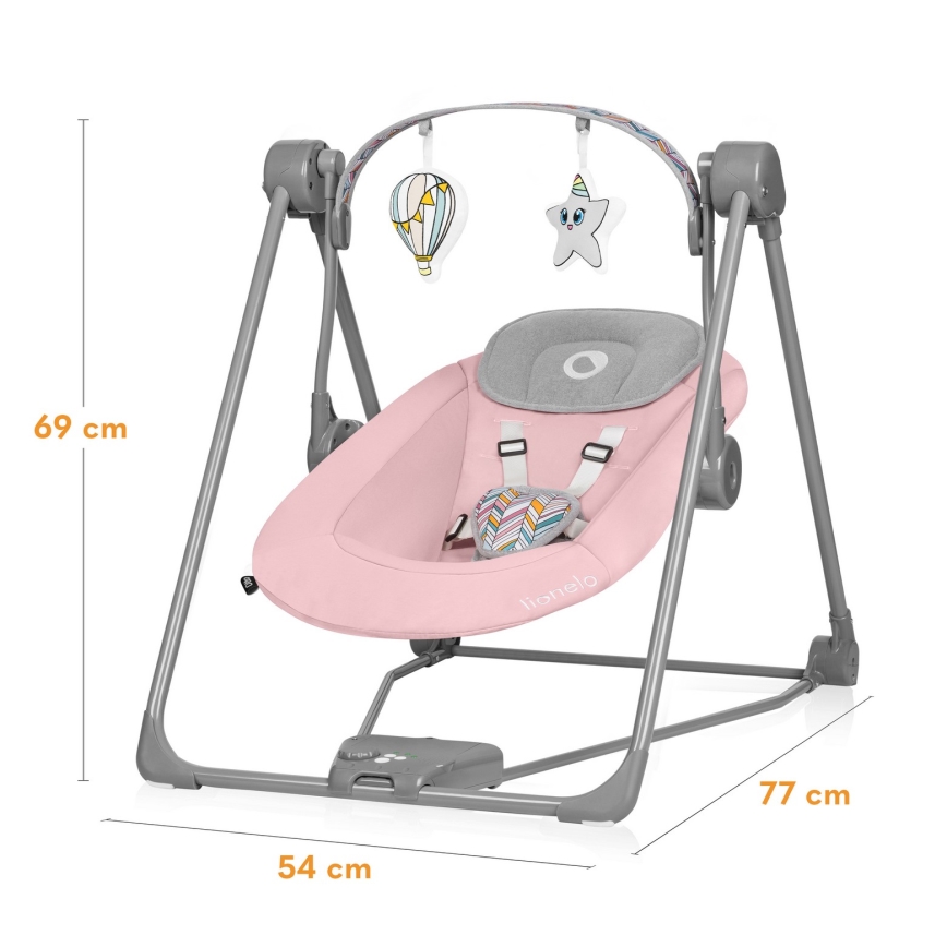 Lionelo - Kūdikio supynė OTTO 4xLR14 Pink Baby