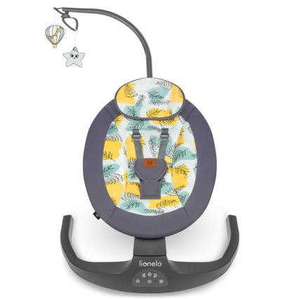 Lionelo - Kūdikio supynė su melodija RALF 4xAA betono pilka + nuotolinio valdymo pultas