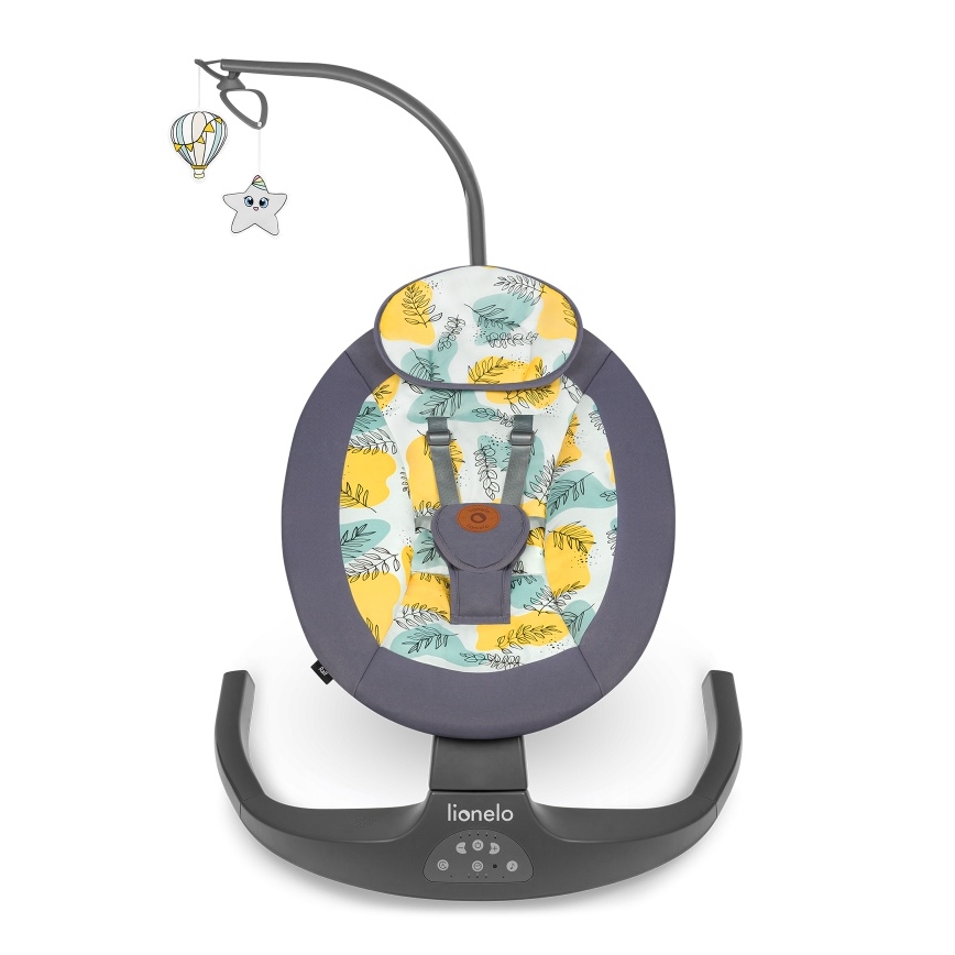 Lionelo - Kūdikio supynė su melodija RALF 4xAA betono pilka + nuotolinio valdymo pultas