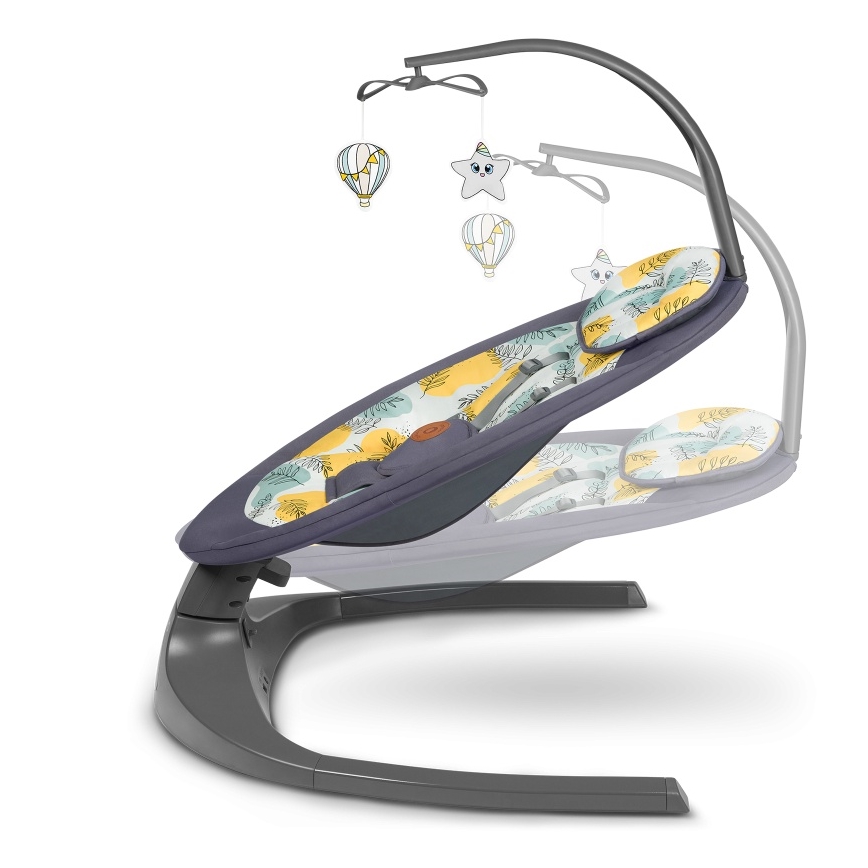 Lionelo - Kūdikio supynė su melodija RALF 4xAA betono pilka + nuotolinio valdymo pultas