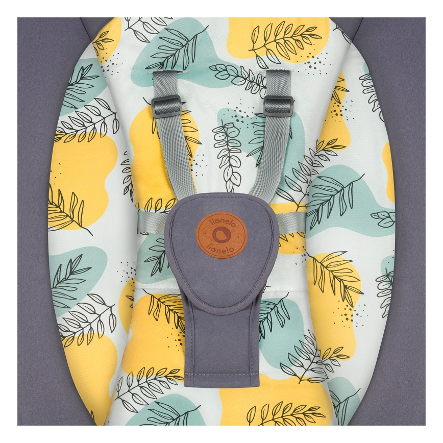 Lionelo - Kūdikio supynė su melodija RALF 4xAA betono pilka + nuotolinio valdymo pultas