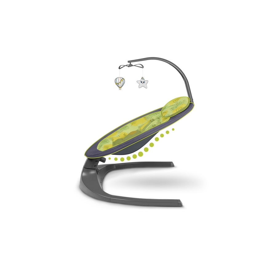 Lionelo - Kūdikio supynė su melodija RALF 4xAA betono pilka + nuotolinio valdymo pultas