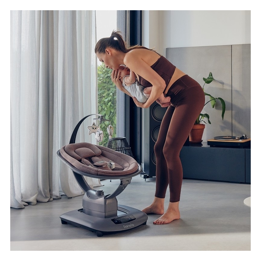 Lionelo - Kūdikio sūpynės su melodija BLOSSOM Pink Mauve + nuotolinis valdymas