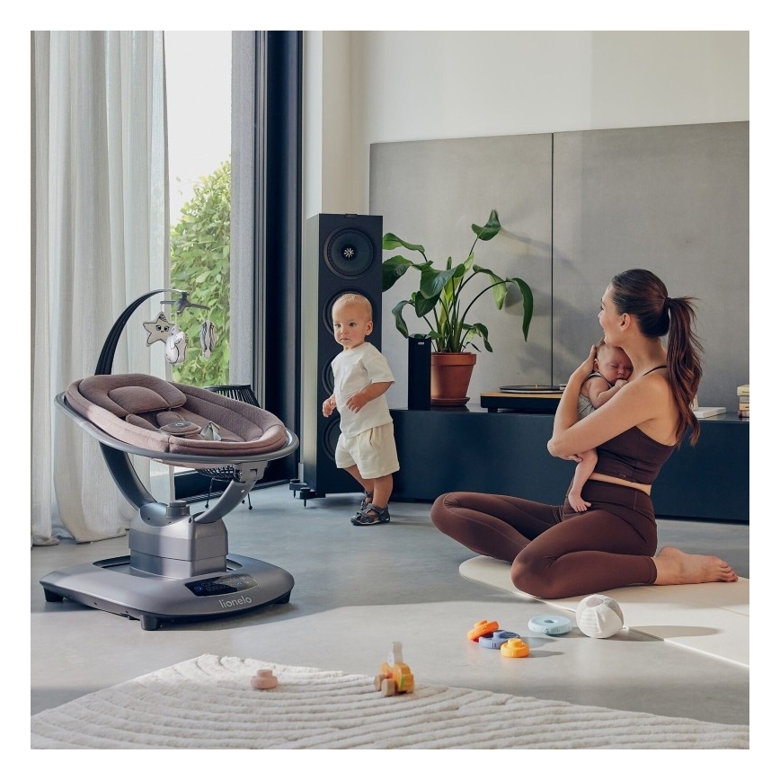 Lionelo - Kūdikio sūpynės su melodija BLOSSOM Pink Mauve + nuotolinis valdymas
