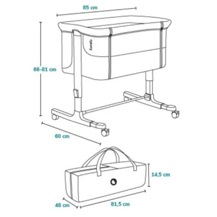 Lionelo - Kūdikių lovelė 3in1 AURORA pilka