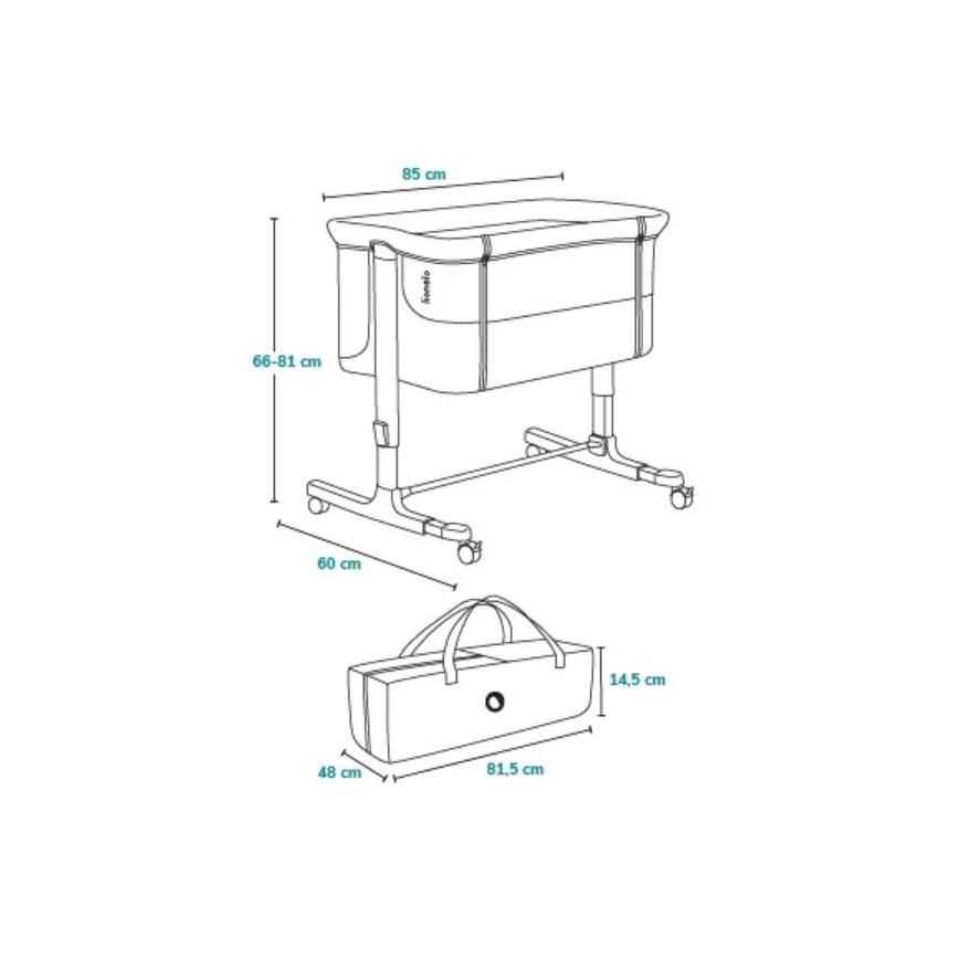 Lionelo - Kūdikių lovelė 3in1 AURORA pilka