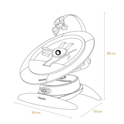 Lionelo - Kūdikių sūpuoklė su melodija MELL Grey Stone 4xAA + nuotolinio valdymo pultas