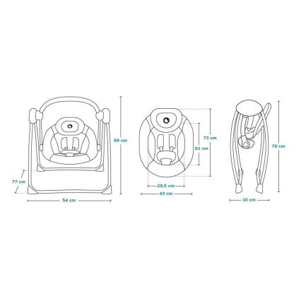 Lionelo - Kūdikių sūpynė OTTO 4xLR14 Jauki pilka