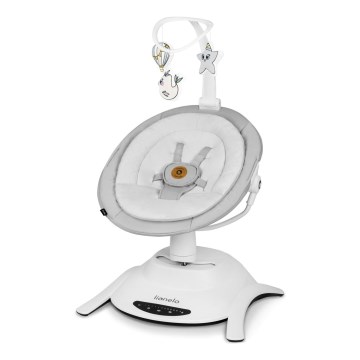 Lionelo - Kūdikių sūpynės su melodija BELLA Grey Concrete + nuotolinis valdymas