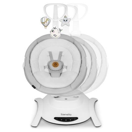 Lionelo - Kūdikių sūpynės su melodija BELLA Grey Concrete + nuotolinis valdymas