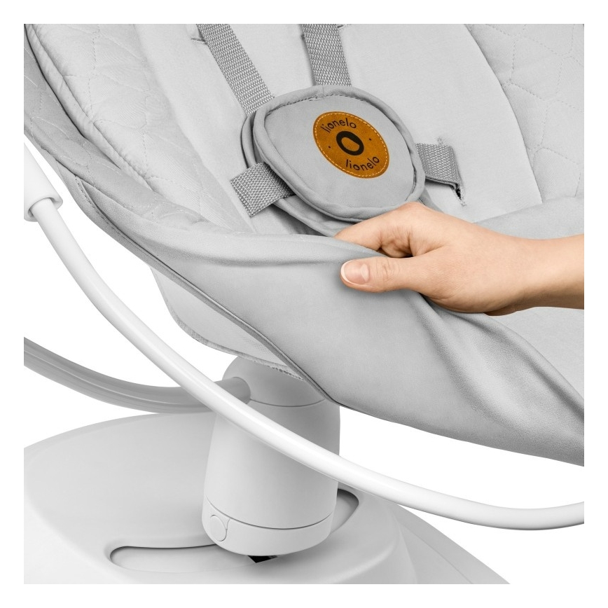 Lionelo - Kūdikių sūpynės su melodija BELLA Grey Concrete + nuotolinis valdymas