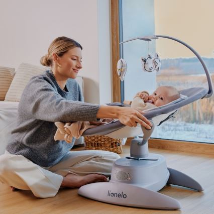 Lionelo - Kūdikių supynės su melodija MELL Beige Sand 4xAA + nuotolinio valdymo pultas