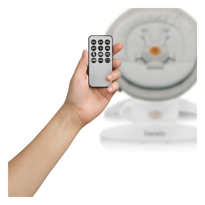 Lionelo - Kūdikių supynės su melodija MELL Beige Sand 4xAA + nuotolinio valdymo pultas