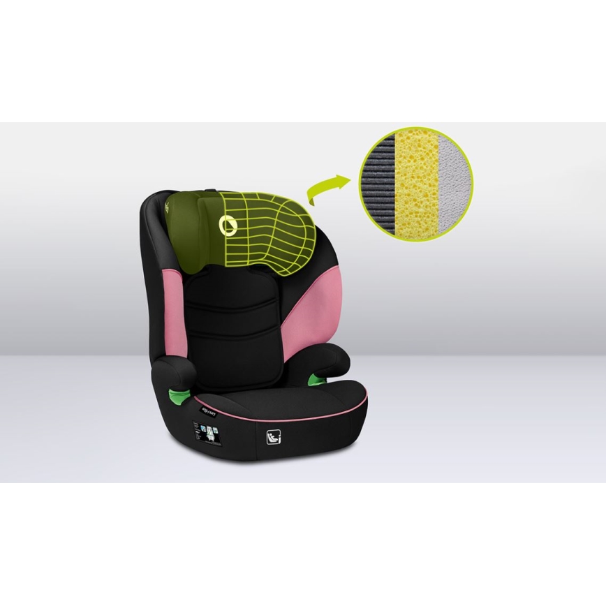 Lionelo - LARS i-Size automobilinė kėdutė 100-150 cm juoda/rožinė