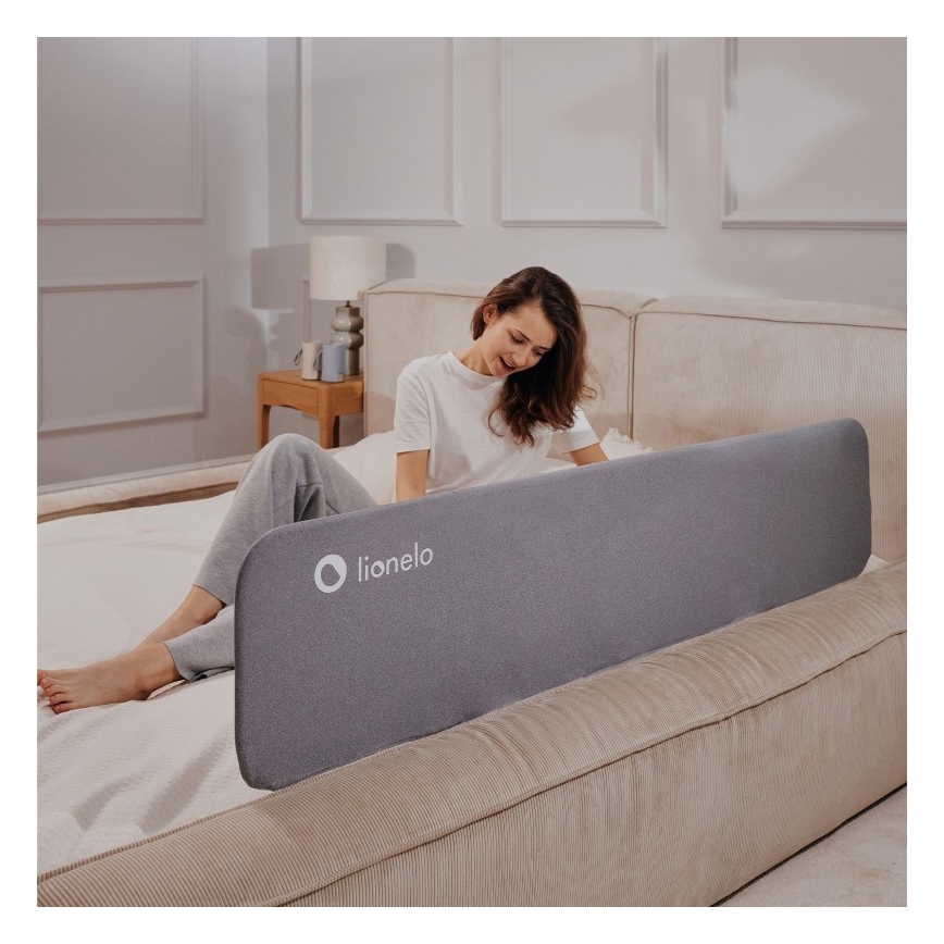 Lionelo - LORA XL tamsiai pilka apsauginė lovos tvorelė