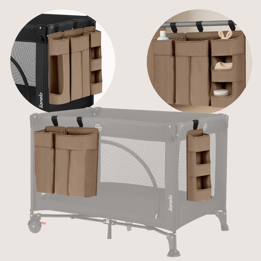 Lionelo - Lovytei skirtas organizatorius 3in1 SIDEPOCKET smėlio spalvos