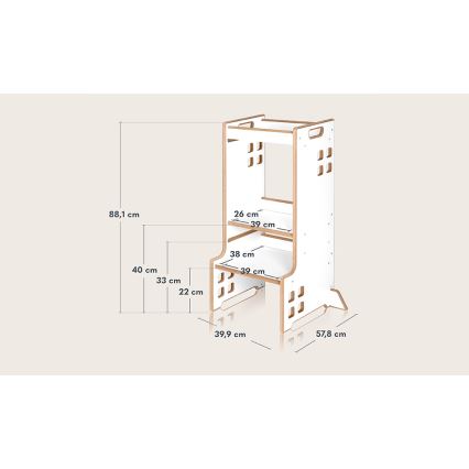 Lionelo - Mokymosi bokštelis CASS baltos spalvos