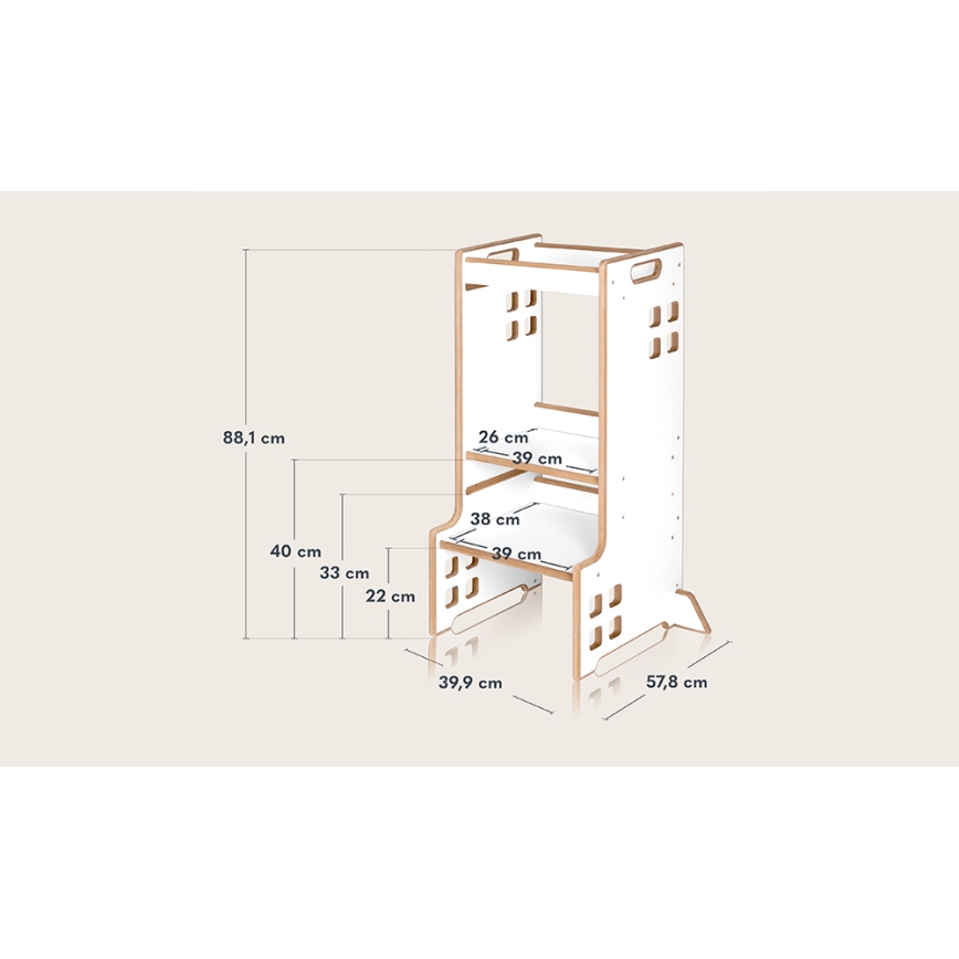 Lionelo - Mokymosi bokštelis CASS baltos spalvos