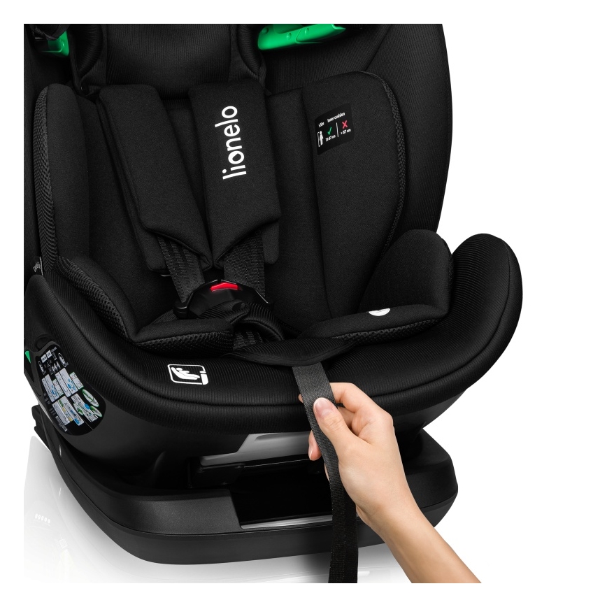 Lionelo - pasisukanti automobilinė kėdutė su baze LAVENDER i-Size 76-150 cm Black Carbon