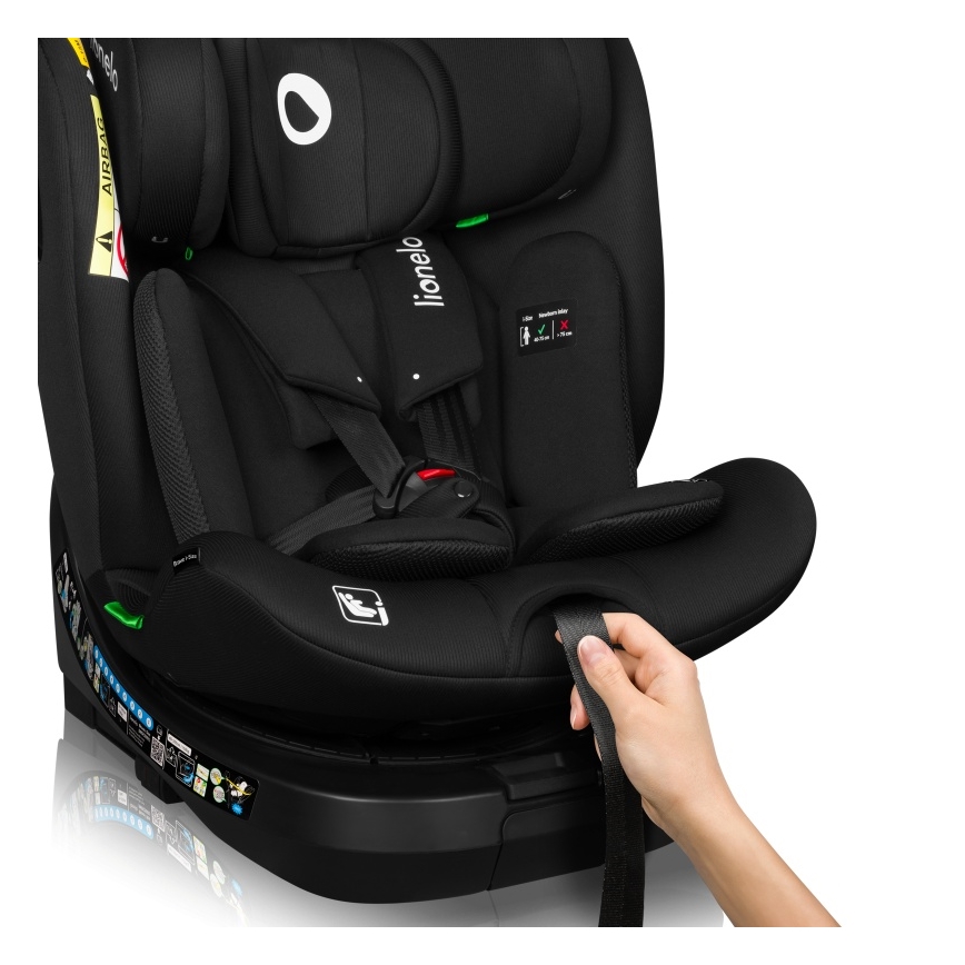 Lionelo - Pasukama autokėdutė su baze BRAVE i-Size 40-150 cm Juodas Carbon