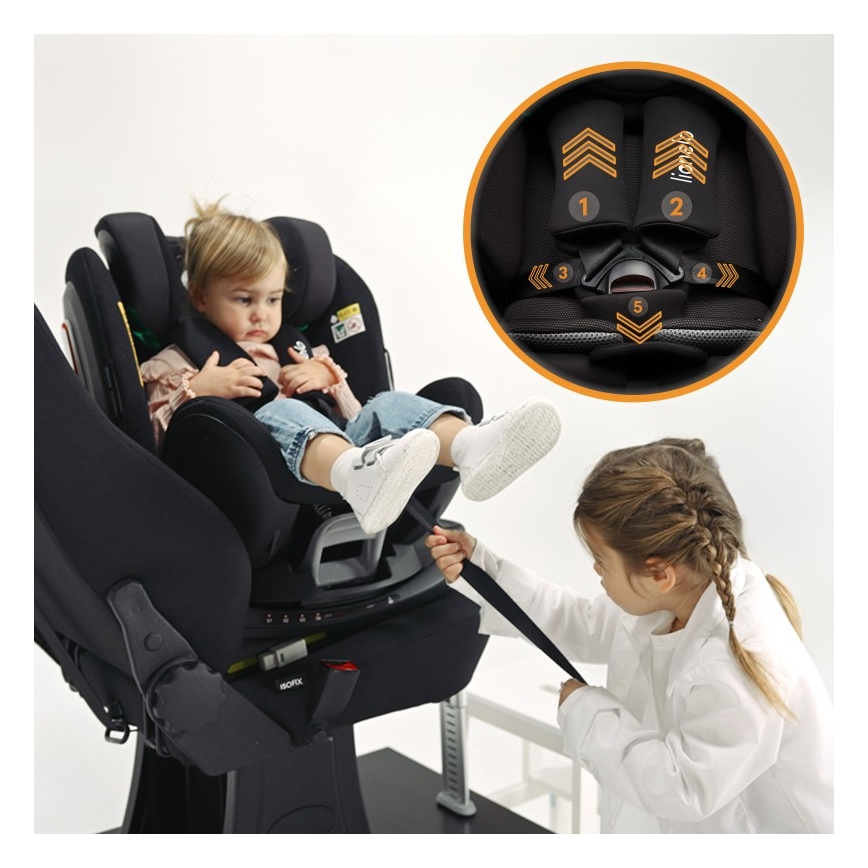 Lionelo - Pasukama automobilinė kėdutė su baze ANTOON PLUS i-Size 40-105 cm Juodas Oniksas