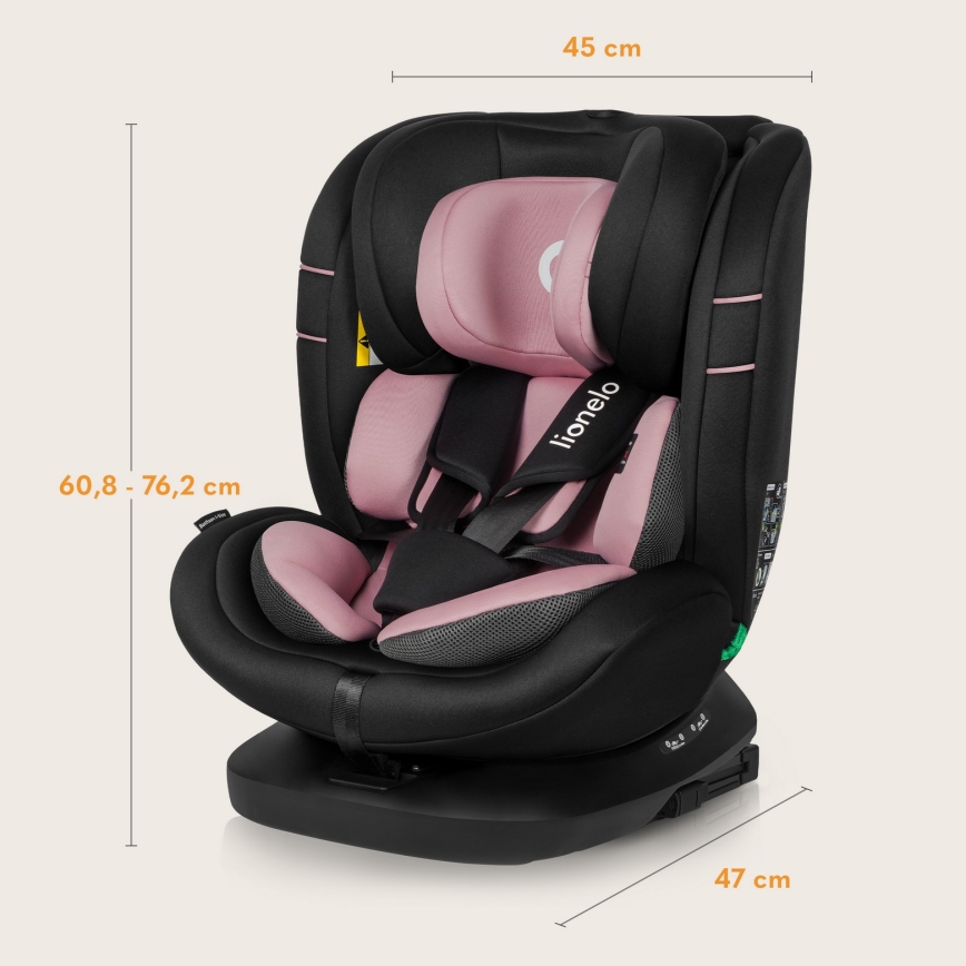 Lionelo - Pasukama automobilinė kėdutė su baze BASTIAAN i-Size 40-150 cm Pink Rose