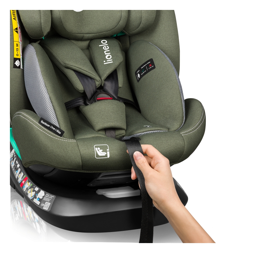 Lionelo - BASTIAAN ONE pasukama automobilinė kėdutė su baze i-Size 40-150 cm alyvuogių žalia
