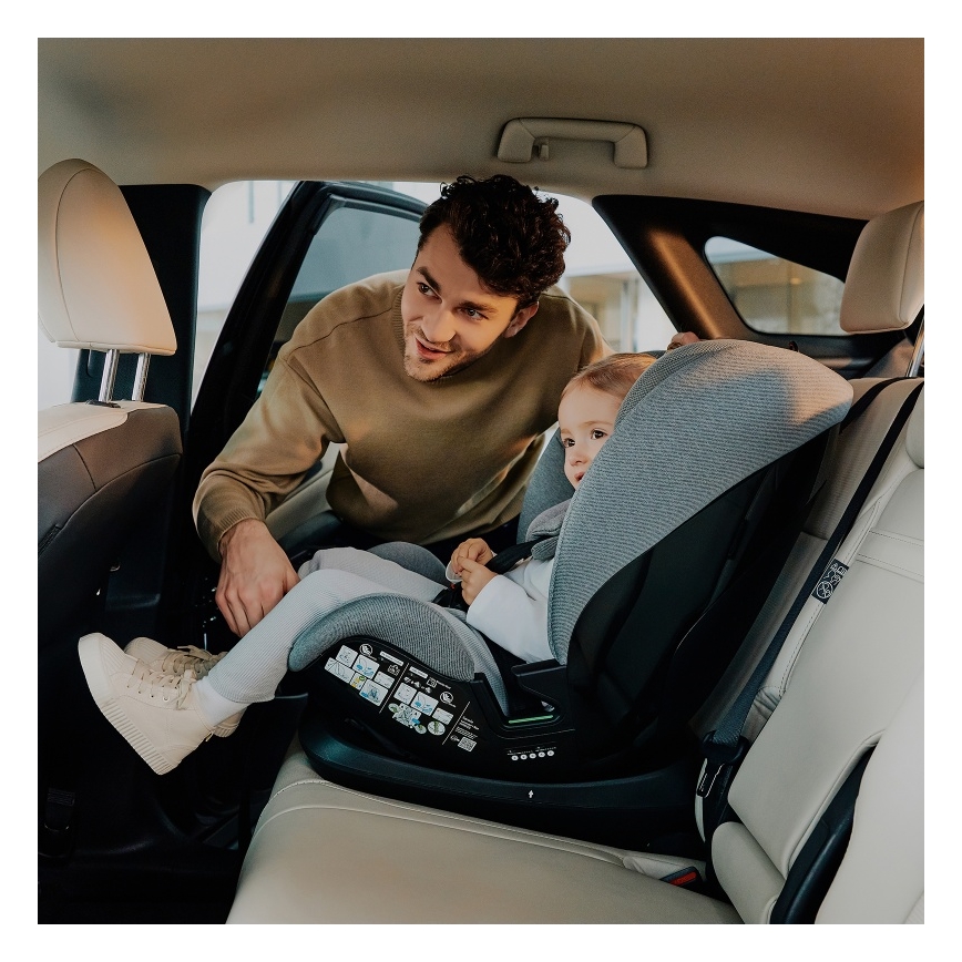 Lionelo - Pasukama automobilinė kėdutė su baze LAVENDER i-Size 76-150 cm Akmens pilka