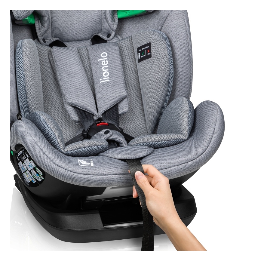 Lionelo - Pasukama automobilinė kėdutė su baze LAVENDER i-Size 76-150 cm Akmens pilka
