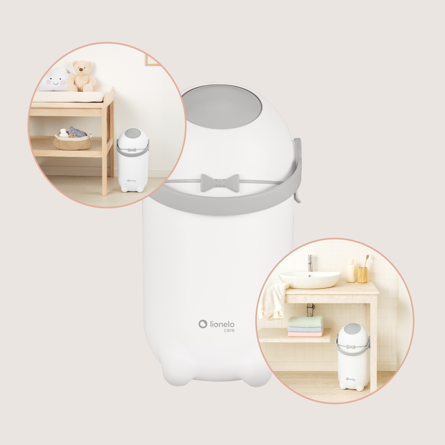 Lionelo - Sauskelnėms skirtas konteineris PUREBIN 10 l, baltas