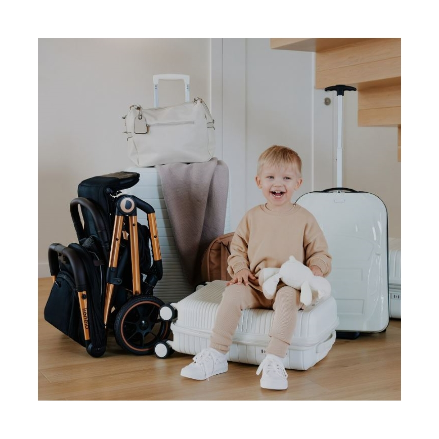 Lionelo - Sportinis vežimėlis CLOE juoda/mėlyna/auksinė