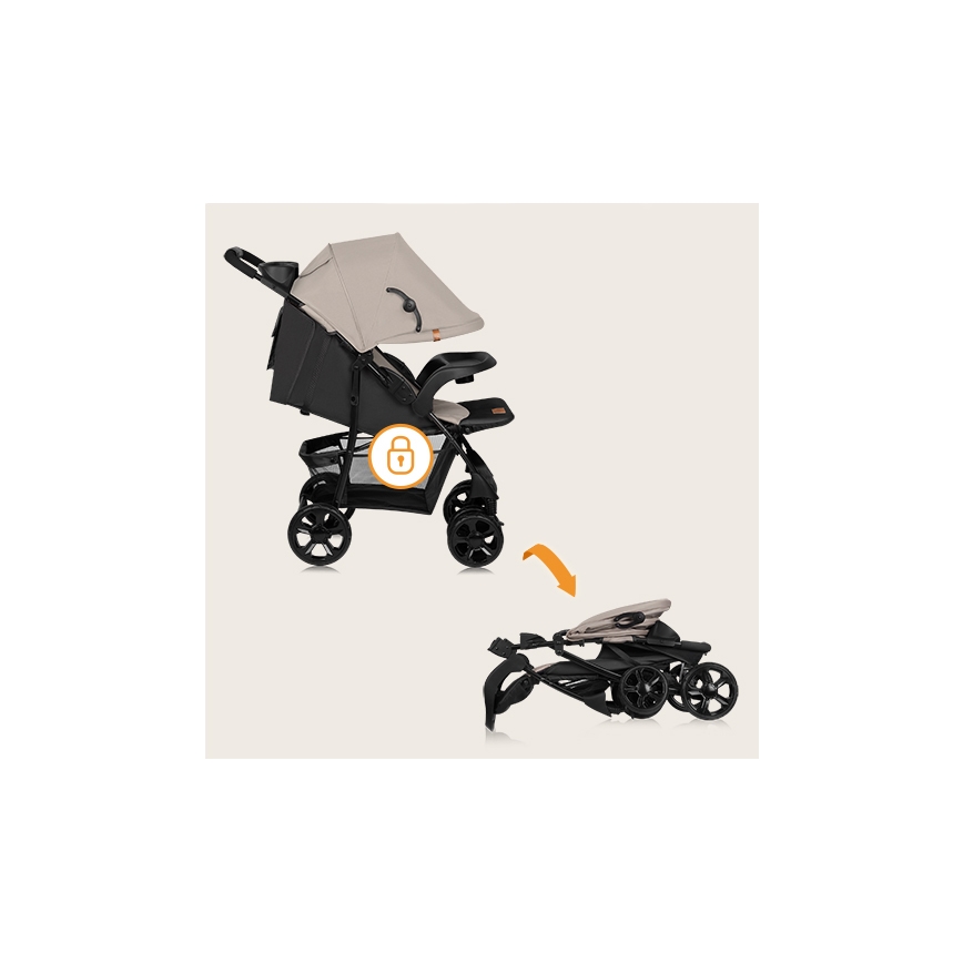 Lionelo - sportinis vežimėlis EMMA PLUS smėlinė/juoda