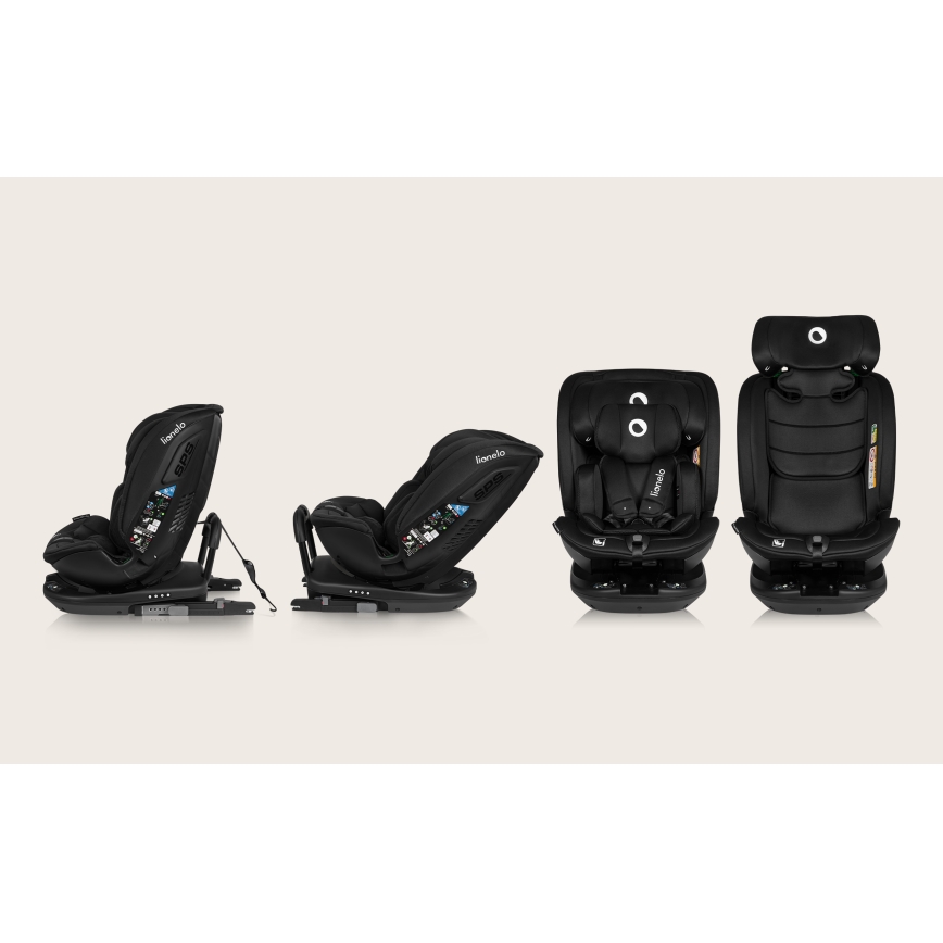 Lionelo - Sukama automobilinė kėdutė su baze BASTIAAN i-Size 40-150 cm Black Carbon