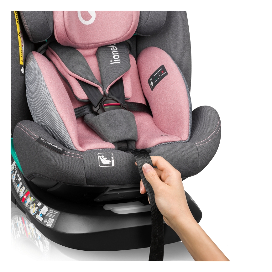 Lionelo - pasukama automobilinė kėdutė su baze BASTIAAN ONE i-Size 40-150 cm rožinė