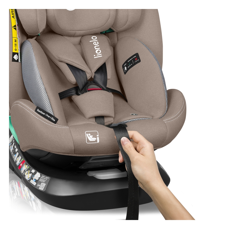 Lionelo - pasukama automobilinė kėdutė su baze BASTIAAN ONE i-Size 40-150 cm smėlio spalvos