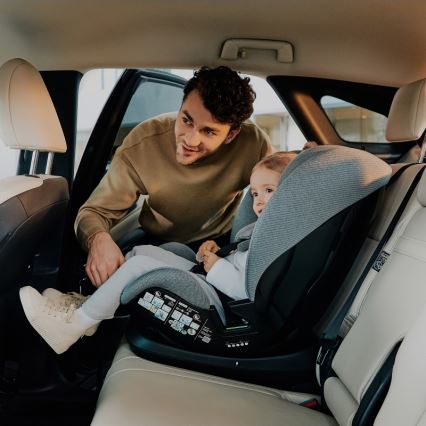 Lionelo - Sukama automobilinė kėdutė su baze LAVENDER i-Size 76-150 cm akmens pilka