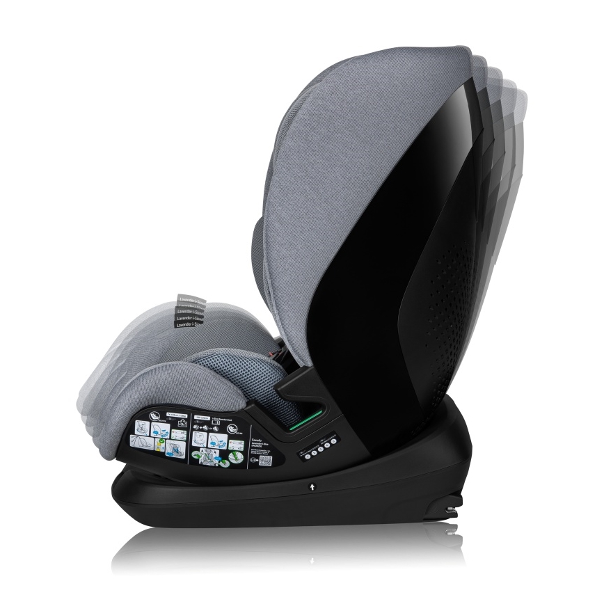 Lionelo - Sukama automobilinė kėdutė su baze LAVENDER i-Size 76-150 cm akmens pilka