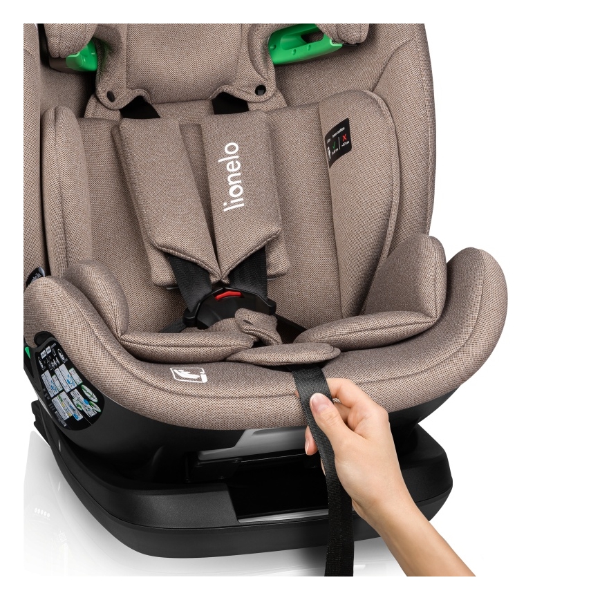 Lionelo - Sukama automobilinė kėdutė su baze LAVENDER i-Size 76-150 cm, smėlio latte